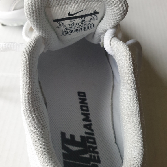 Nike Wm's Lunar Hyperdiamond 2 Pro White Softball Cleats w/ 9 Metal Spikes 5.5 - Picture 5 of 16